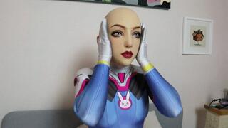 Silicone Doll in Dva Plugsuit Blindfolded, Gagged, with Tubes Inserted as Pussy Vibrated