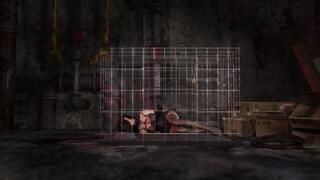 Boudage and Fucked by Dildo in the Cage