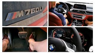 Extremely fast acceleration and brutal hard braking in V12 BMW M760Li 650 hp