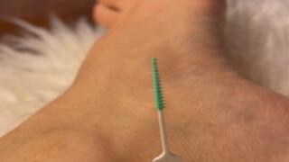 Three minute ankle pulse video highlighted by a toothpick bouncing in rhythm with my heart