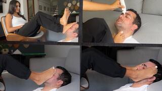 Lavish Mistress Enola's foot regimen - Foot face massage on face and foot stool ( 720HD)