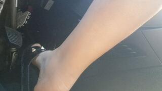 Driving in black sandals through the streets of Milan 720HD