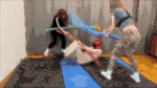 fighting, floating noodle whipping, chestsitting - 1092 Lea Pur and Nasty Nastya playfight the slave comic Version 1080p