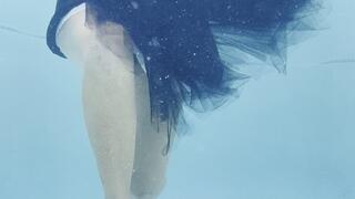Carissa in underwater ballet with breast exposure-an erotic art display for you!