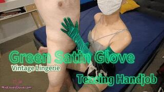 MLG-004 Green Satin Gloves Handjob with Vintage Lingerie