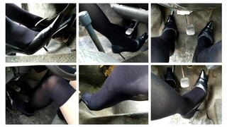 EXCLUSIVE PREMIERE: Sexy Julia in retro high heels and stockings revs hard old turbo Fiat