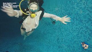 965 Helen_schoolgirl and scuba in the pool
