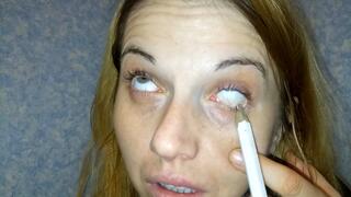 Put the eyes on the pencil