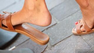 Dangling slippers foot fetish, perfect feet, legs and shoes, awesome foot fetish