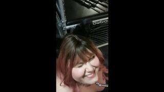 BBW made to walk on all fours to cage