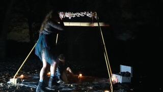 Spooky suspended spanking