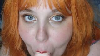 Ginger bbw deep throats your cock