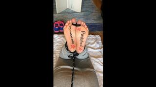 PopcornSolesGirl’s soles are warmed up with a flogger