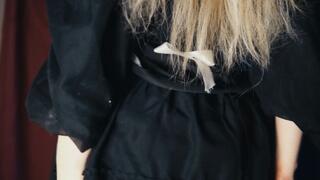 Up Close with Goth Maid's Pussy Lips