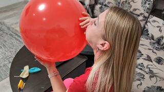 Anet puffs up her cheeks