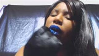 Blue Lipstick Blowing Black Balloons