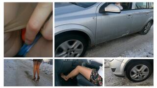 FIRST SNOW CRAZY SPINNING WHEELS ON ICY HILL WITH VIBRATOR IN PUSSY PREMIERE