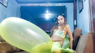 Sexy Juju Rides Your HUGE GL 500 In Hot Green Lingerie