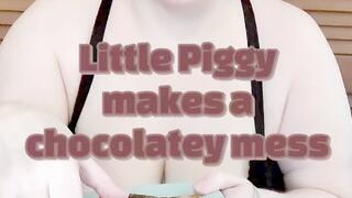 Little Piggy makes a chocolatey mess