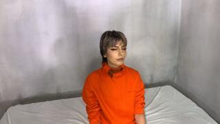 Inmate Sickrox tied on the bed by guard Clem