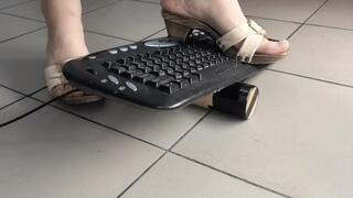 keyboard crush fetish in wooden clogs heavy stomps and balancing