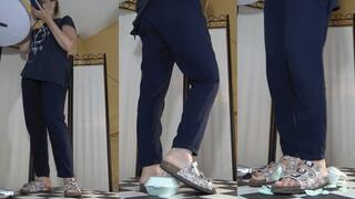 Penis crushed flat only millimeters away from her bare feet - Cam 1