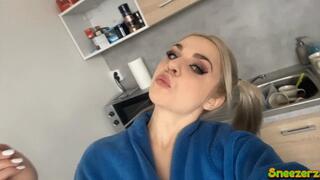 Nose blowing and stretching anal before set