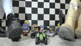 Cars and Trucks under heavy Boots floor view