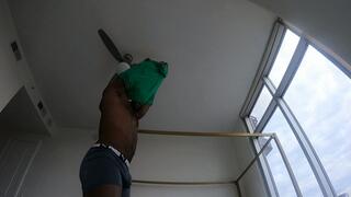 Giant black man farts on tiny roommate POV