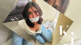 Simona Caught Investigating: Nike White Socks over Jeans, New Balance Sneakers White Sweater, Rope Tied and OTM Gag