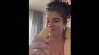 burping on top of your cock (a banana) sucking it, burping with your tongue out and playing with your tongue