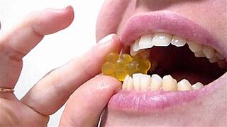 sniff the gummi bears