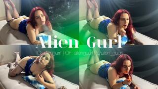 Enjoying a Marlboro 100 wearing blue lingerie | Alien Girl