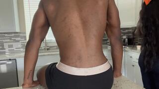 black man farts on girlfriend while she eats