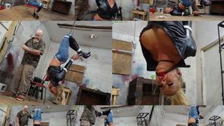 Busty blonde hangs helplessly from the trapeze bar (MP4 SD 3500kbps)