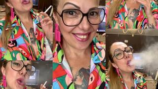 Marlboro reds 100s - Smoking and dancing for you - Deep Inhales - Smoke rings - Long drag - Multiple pumps - Mouth Inhales and open mouth exhales - Crush - Jeans - Loafer - Bright pink lipstick - Long natural nails