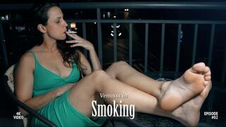 Relaxing on the balcony. Cigarettes and ignoring your presence (4K VIDEO)