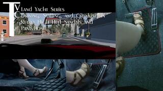 Land Yacht Series: Driving, Stalling, and Cranking in Retro High Heel Sandals and Pantyhose (mp4 1080p)