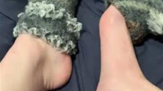 My sweaty feet are so soft and warm in my thick winter socks