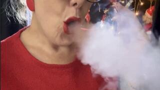 Red close-up - MARLBORO REDS - Lots of smoker's cough - Deep Inhales - Dangling - Multiple pumps - Long drag - Smoke rings - Red Lipstick - Long natural nails
