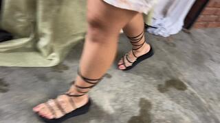Victoria warms up the car barefoot