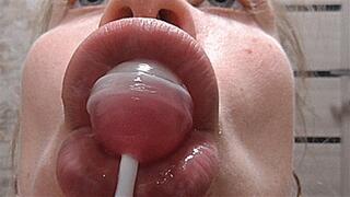 Sexually sucking on a chupachuppa! MP4