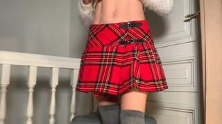 Checked skirt and Christmas panties