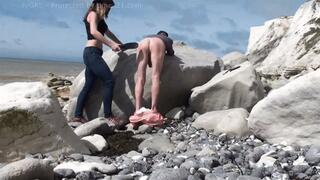 Spanking Slave on Beach