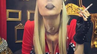 Racing inspired look with black lipstick, smokin’