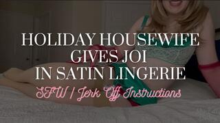 Holiday Housewife Gives JOI Cum Countdown in Satin Lingerie