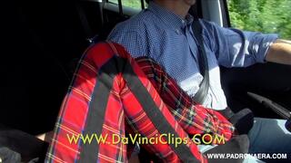 Giada Da Vinci tease her slave with her feet while he's driving the car with tease and denial, sweaty socks, humiliation, sneakers fetish