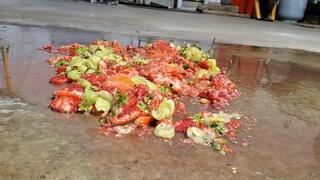 Walkover fruit pile crush