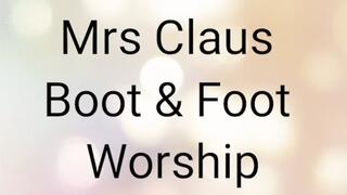 Mrs Claus Boot Worship and footjob