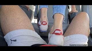 trample in dirty used Nike cortez sneakers